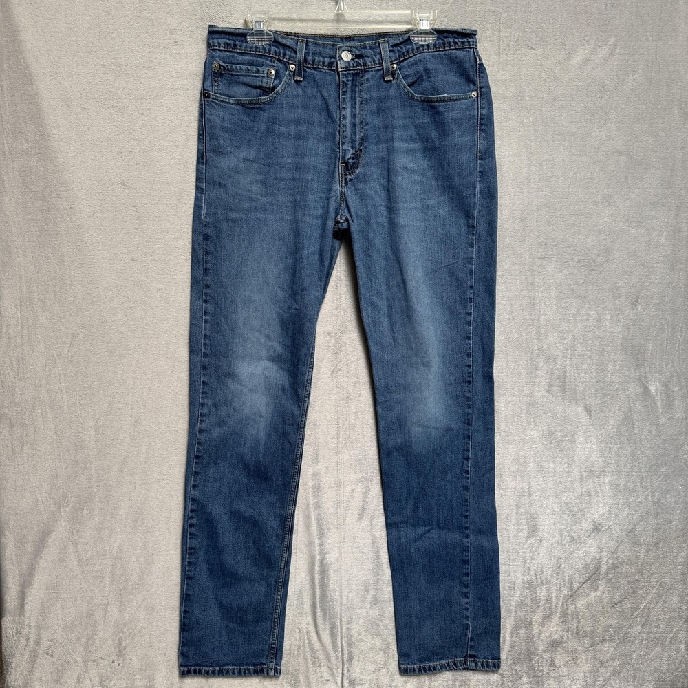 Levis Jeans Mens 34x34 Blue Medium‎ Wash Straight Denim Regular Fit Cotton